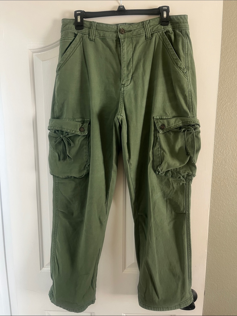 Pilcro Olive Green Cargo Pants with Button-Flap Pockets
